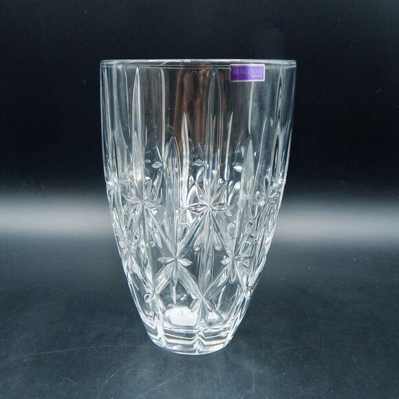 Marquis by Waterford Sparkle Vase Crystal Germany 9 Inch Star Pattern - Picture 1 of 9